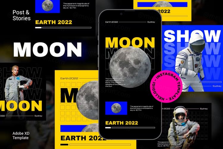 未来派科技感星球宇宙Ins新媒体广告营销海报XD模板 Moo