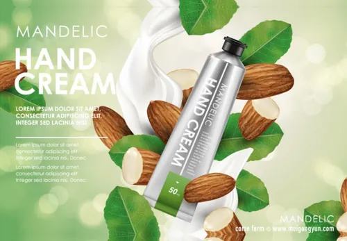 杏仁精华护手霜Ai矢量广告海报mandelic hand cream