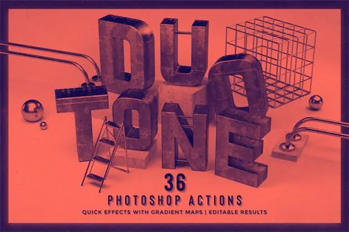酷炫半调色ps动作 Duotone Photoshop Actions