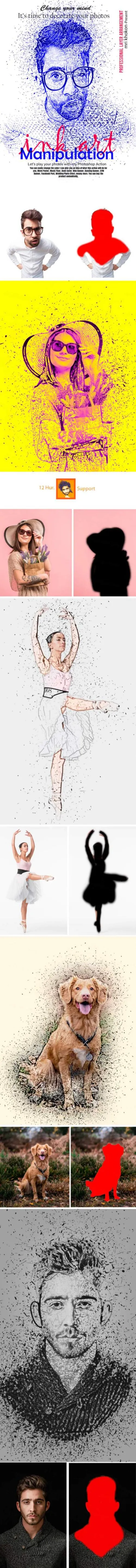 混合水墨水彩艺术ps动作Photoshop Action