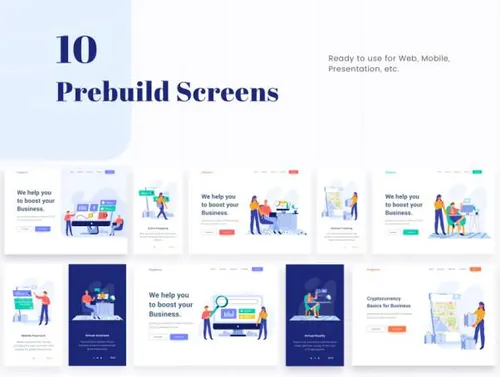 创业网站电子商务说明Website E-Commerce Illust