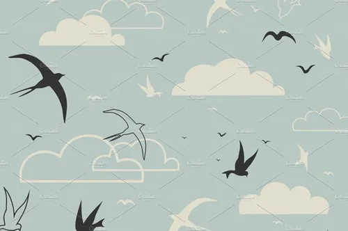 天空中的鸟插图素材 Bird-in-the-sky