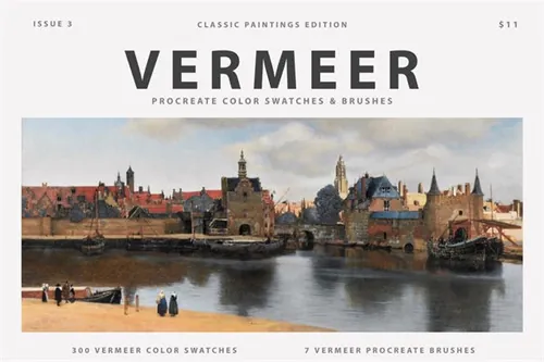 弗美尔世界名画配色画板丙烯酸油画笔水彩笔刷 Vermeer\'s Art