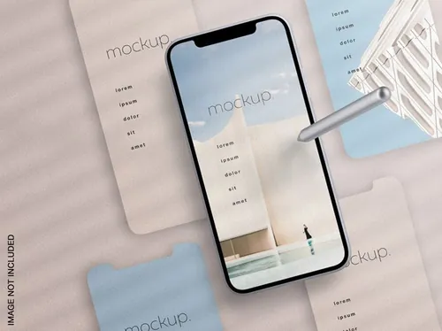 高品质欧美极简主义苹果手机APP设计UI界面贴图展示样机PSD模板素材