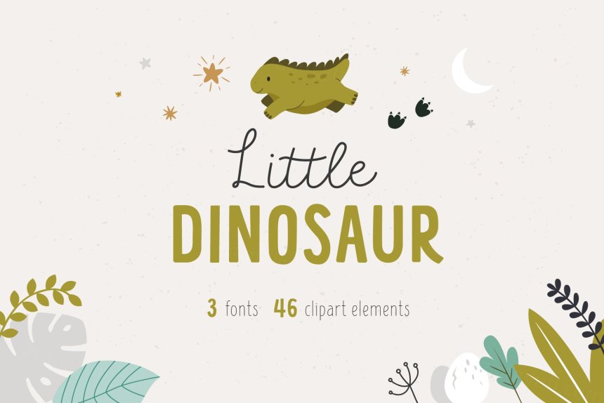 可爱幼稚有趣的儿童俏皮英文字体 Little dinosaur | Cute Font