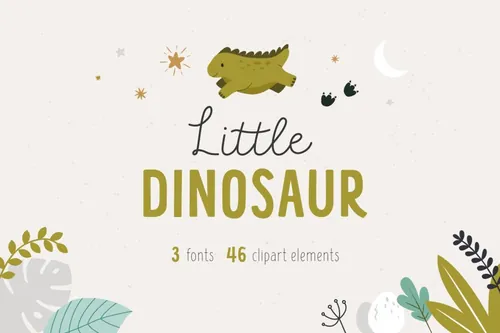 可爱幼稚有趣的儿童俏皮英文字体 Little dinosaur | Cute Font