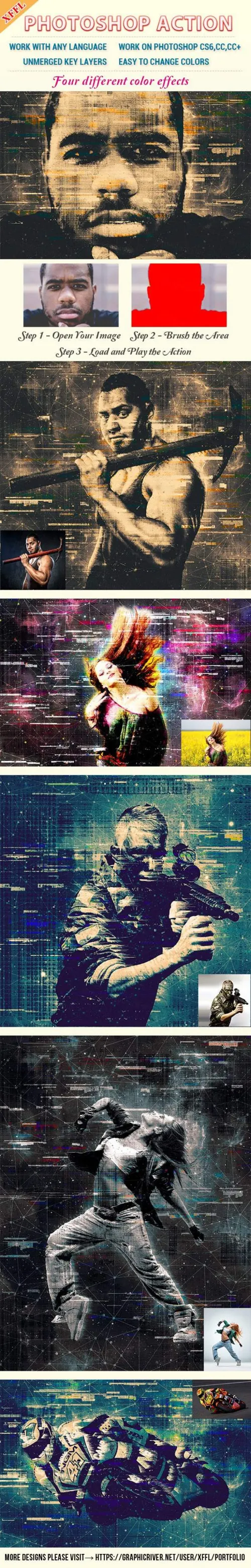 怀旧斑驳艺术效果ps动作Photoshop Action