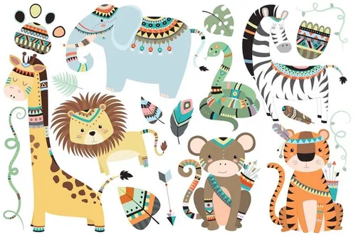 Tribal Jungle Animals Vector-amp; PNG