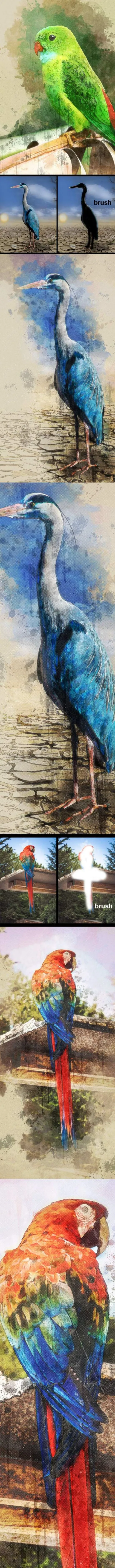 飞溅艺术水彩效果ps动作下载Art Photoshop Action