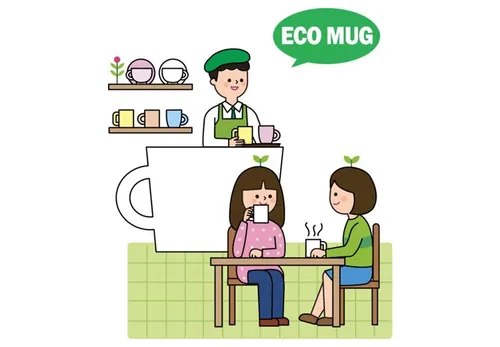 ECO MUG 绿色环保杯有机生活AI矢量插图素材 ti123a3106