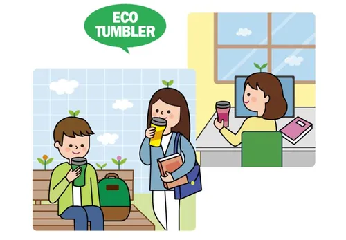 ECO LIFE 绿色环保杯有机生态AI矢量插图素材 ti123a3108