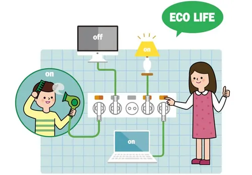 ECO LIFE 绿色有机生态节约用电宣传插图AI矢量素材 ti123a3114