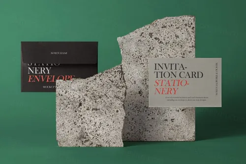 一套psd信封样机的正面和背面 Psd Invitation Mockup Set