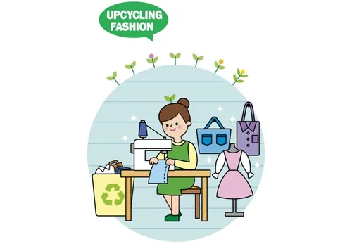 Upcycling Fashion 绿色回收二次利用生态宣传插图AI矢量素材 ti123a3115