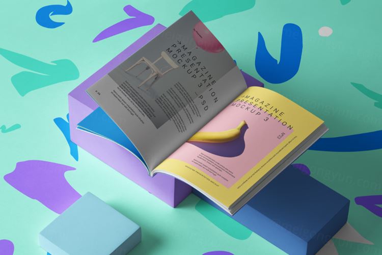 高质量psd杂志样机展示柜 Psd Magazine Presentation Mockup 3