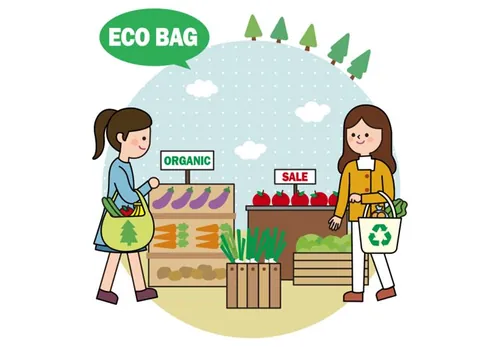 ECO BAG 绿色有机购物生活方式宣传AI矢量插图素材 ti123a3119