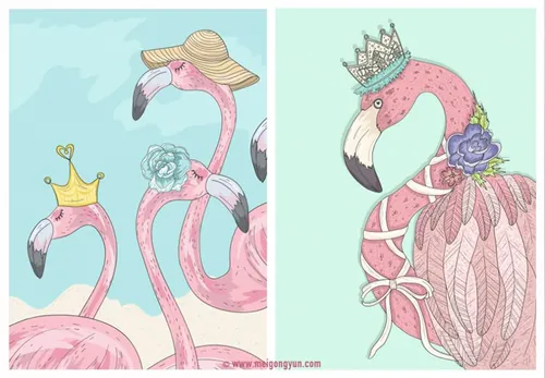 火烈鸟矢量元素设计Flamingo vector eleme