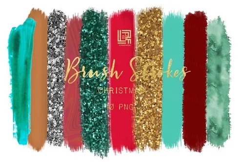 Christmas glitter. Brush strokes