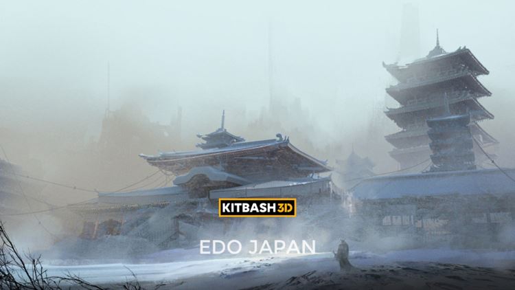 日本江户幕府时代古风游戏宝塔寺庙东方哲学建筑3D模型素材 K