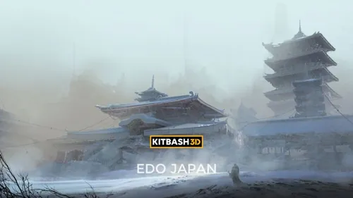 日本江户幕府时代古风游戏宝塔寺庙东方哲学建筑3D模型素材 K