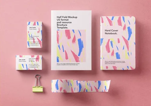 时尚现代品牌VI提案PSD贴图模板Basic Stationery Branding