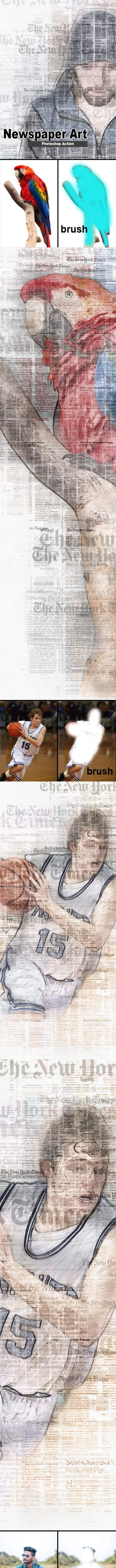 惊人的艺术ps动作 Amazing Newspaper Art Photoshop Action