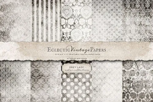 手绘插图复古纹理无缝背景Printable Papers - Grey Lady