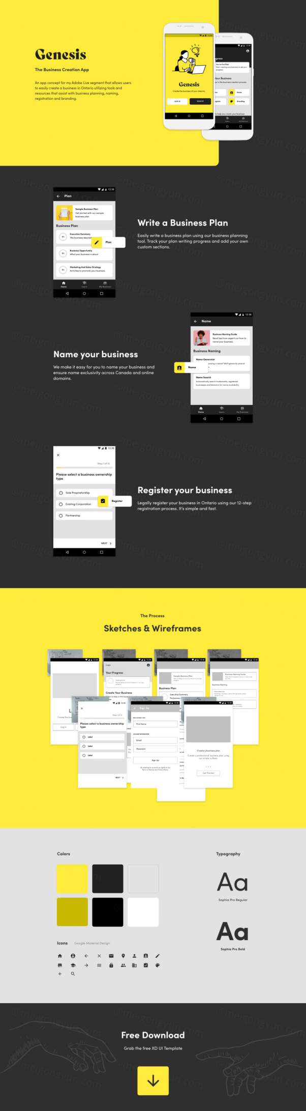 自由设计师个人业务APP界面设计 Genesis: The Busin