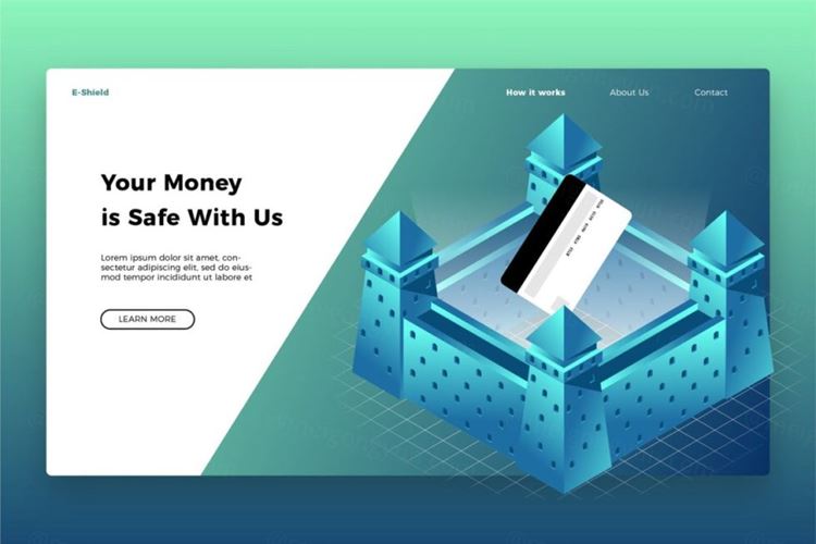 时尚多用途的银行卡信用卡金融比特币区块链货币安全海报bann