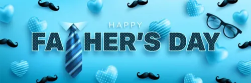 蓝色父亲节快乐领带眼镜礼盒胡子蝴蝶结元素EPS矢量促销海报模板素材