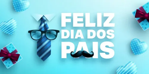 蓝色父亲节快乐领带眼镜礼盒胡子蝴蝶结元素EPS矢量促销海报模板素材