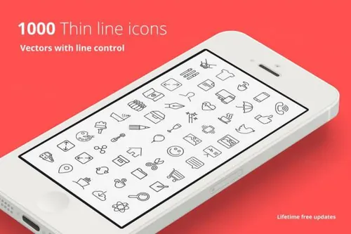 矢量线条APP图标下载 1000 Vector Line Icons Set