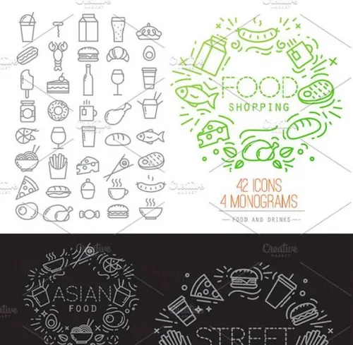 扁平化食物图标素材 Flat Food Icons