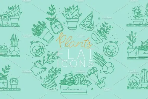 扁平化植物插画图标 Plants Flat Icons