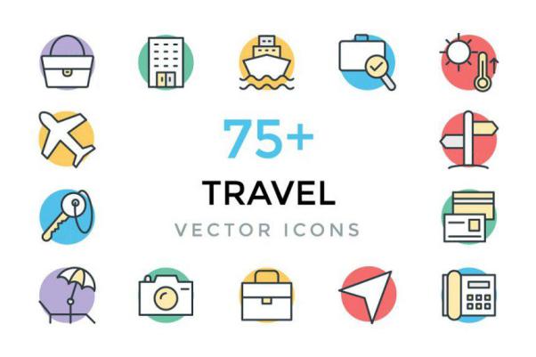 75 旅行矢量图标素材 75  Travel Vector Icons
