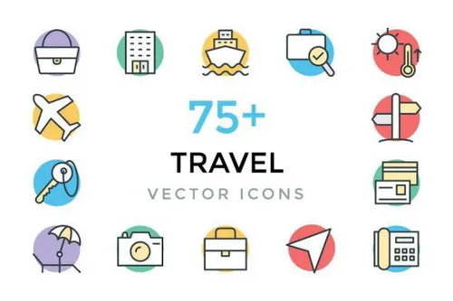 75 旅行矢量图标素材 75  Travel Vector Icons
