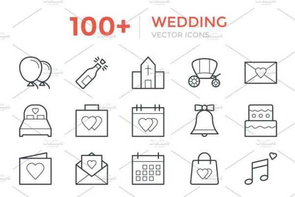 100 婚礼矢量图标 100  Wedding Vector Icons