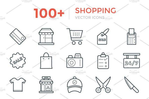 100 购物矢量图标设计 100  Shopping Vector Icons