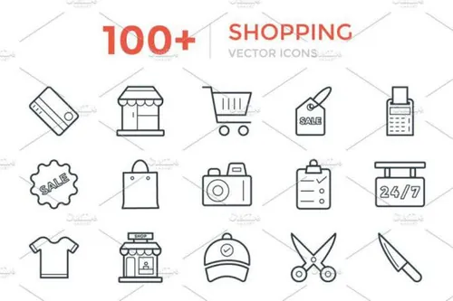 100 购物矢量图标设计 100  Shopping Vector Icons