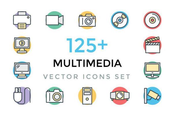 多媒体矢量图标素材 125  Multimedia Vector Icons