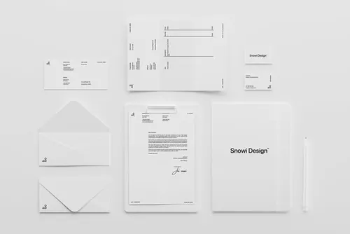 极简主义企业办公文具品牌VI设计贴图展示样机模板 Minim