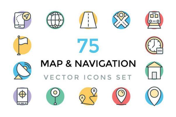 地图和导航矢量图标素材 Maps and Navigation Vector I