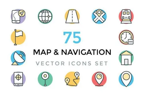 地图和导航矢量图标素材 Maps and Navigation Vector I