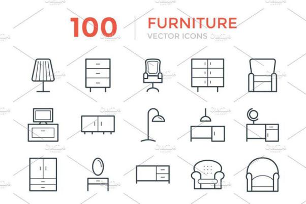 家具图标素材 100 Furniture Vector Icons