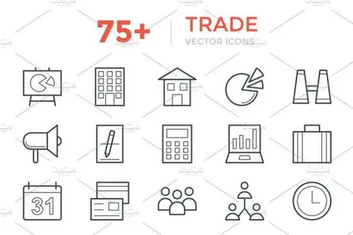 75 贸易矢量图标素材 75  Trade Vector Icons