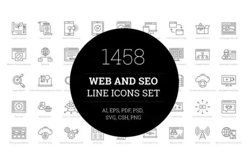 Webamp;amp;Seo网页图标 1458 Web and Seo Line