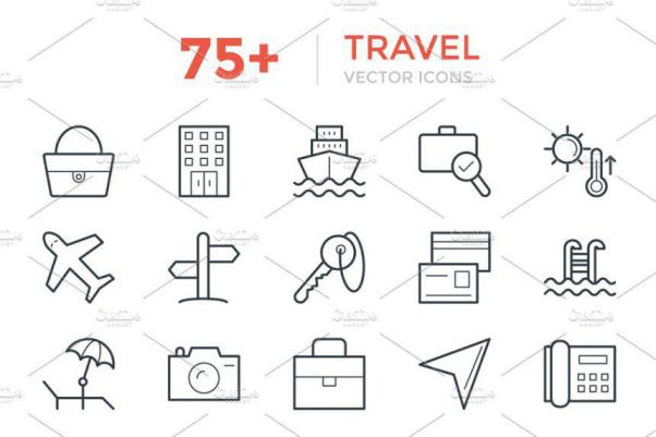 75 旅行矢量图标 75  Travel Vector Icons
