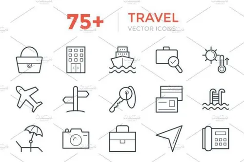 75 旅行矢量图标 75  Travel Vector Icons