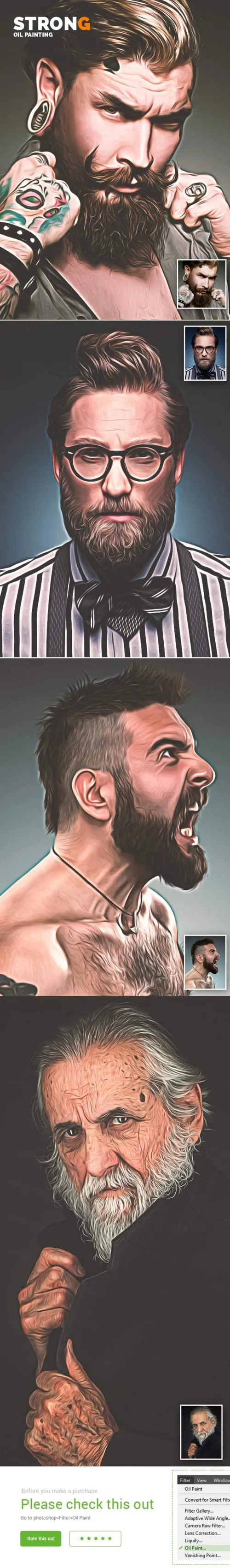 抽象油画绘画艺术ps动作下载Strong Oil Painting