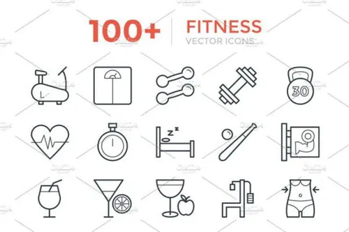 100 健身矢量图标 100  Fitness Vector Icons